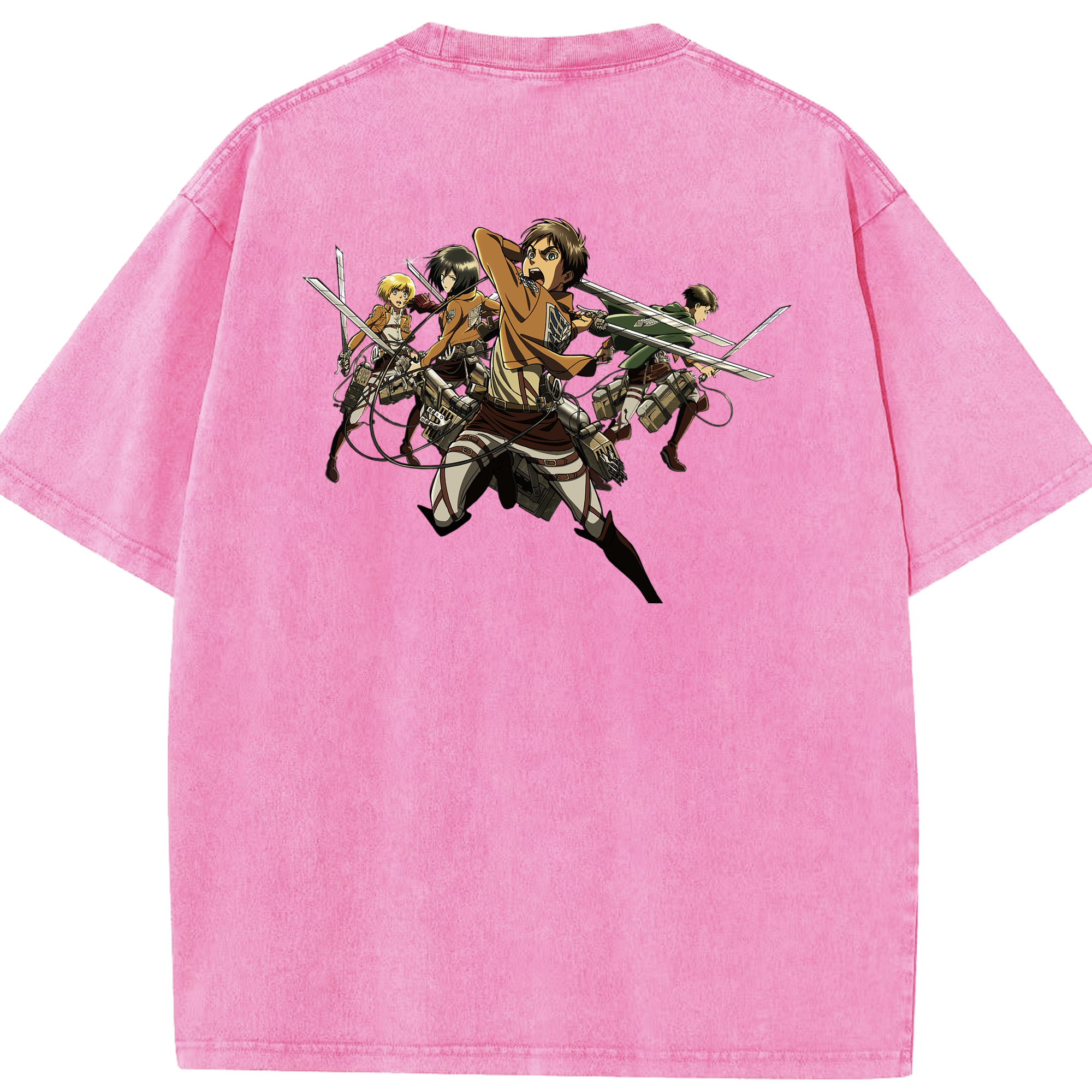 （画像用） 進撃の巨人 エレン･イェーガー Attack on Titan Eren Jäger 綿100% ヴィンテージ風 半袖Tシャツ（背面プリント）